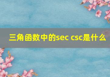 三角函数中的sec csc是什么